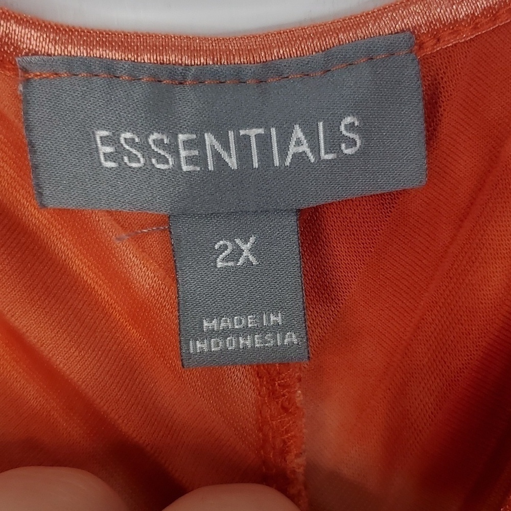 Vintage Short Sleeve Blouse Ruffles Bright Fairy Orange High V Neck Womens 2X - Picture 5 of 11